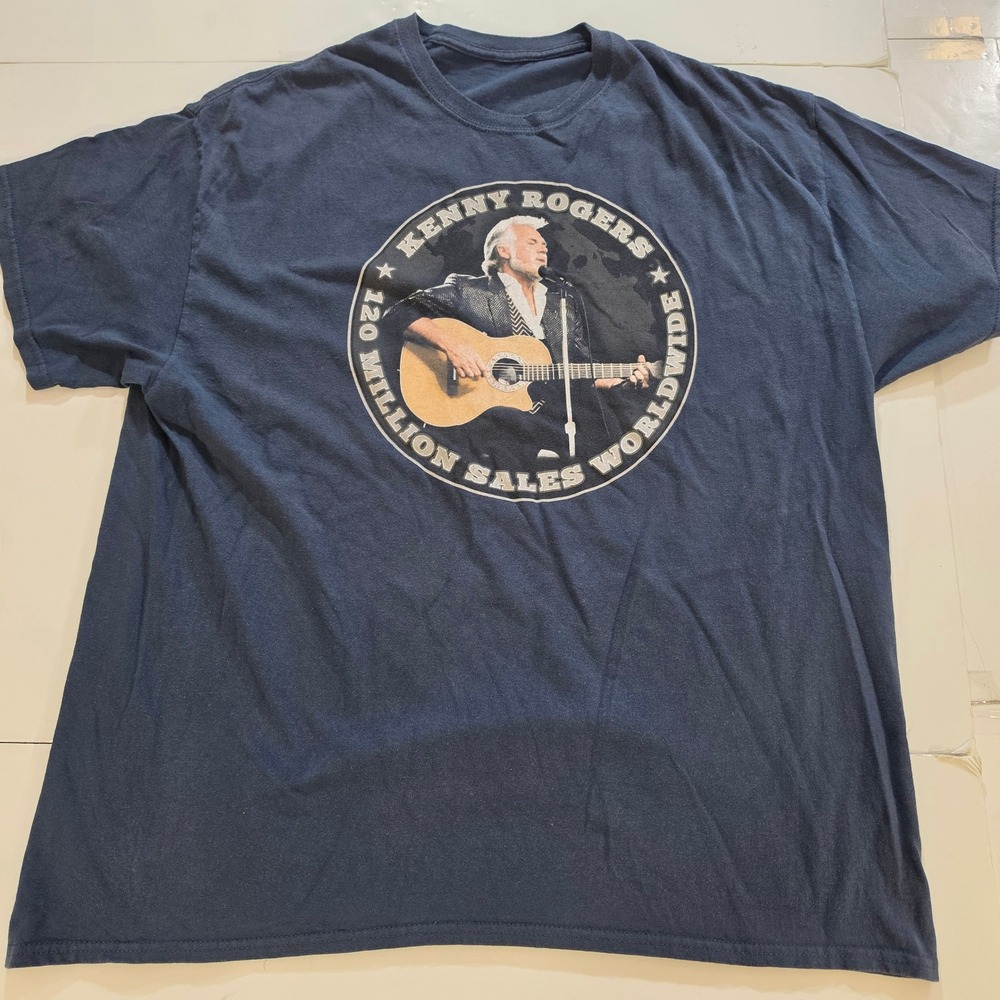 Kenny Rogers The Gamblers Last Deal Tour T-Shirt Navy Blue Graphic XL 2XL